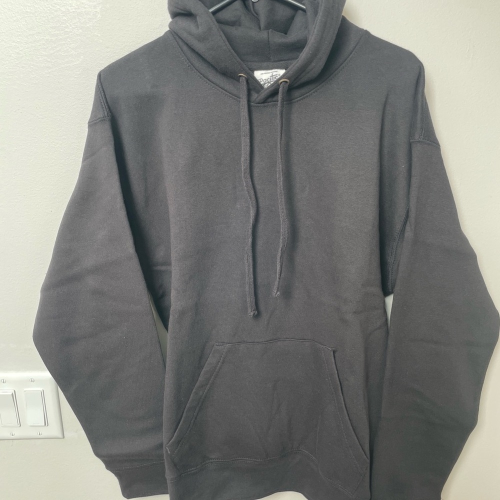 NEW Pacific & Co 252 Black Pullover Soft Cotton Solid Hoodie Sweatshirt Men’s M